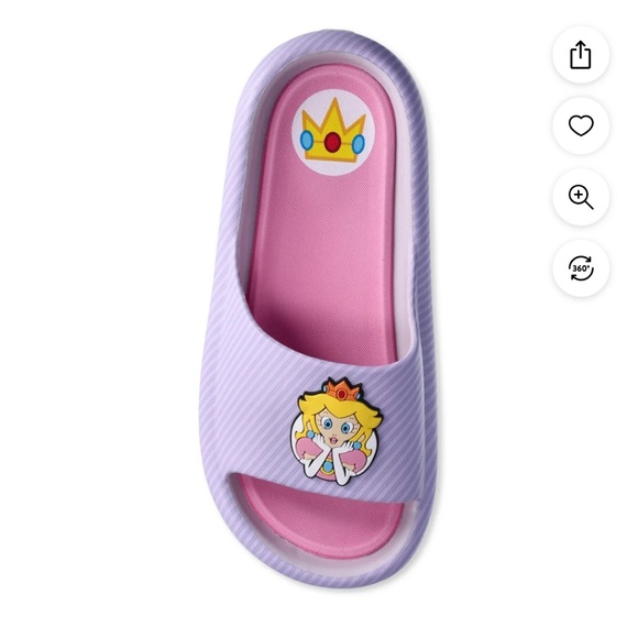NEW with Tag Super Mario Peach and Daisy Big Girl’s Size 2 Slides Back to School - Picture 2 of 8